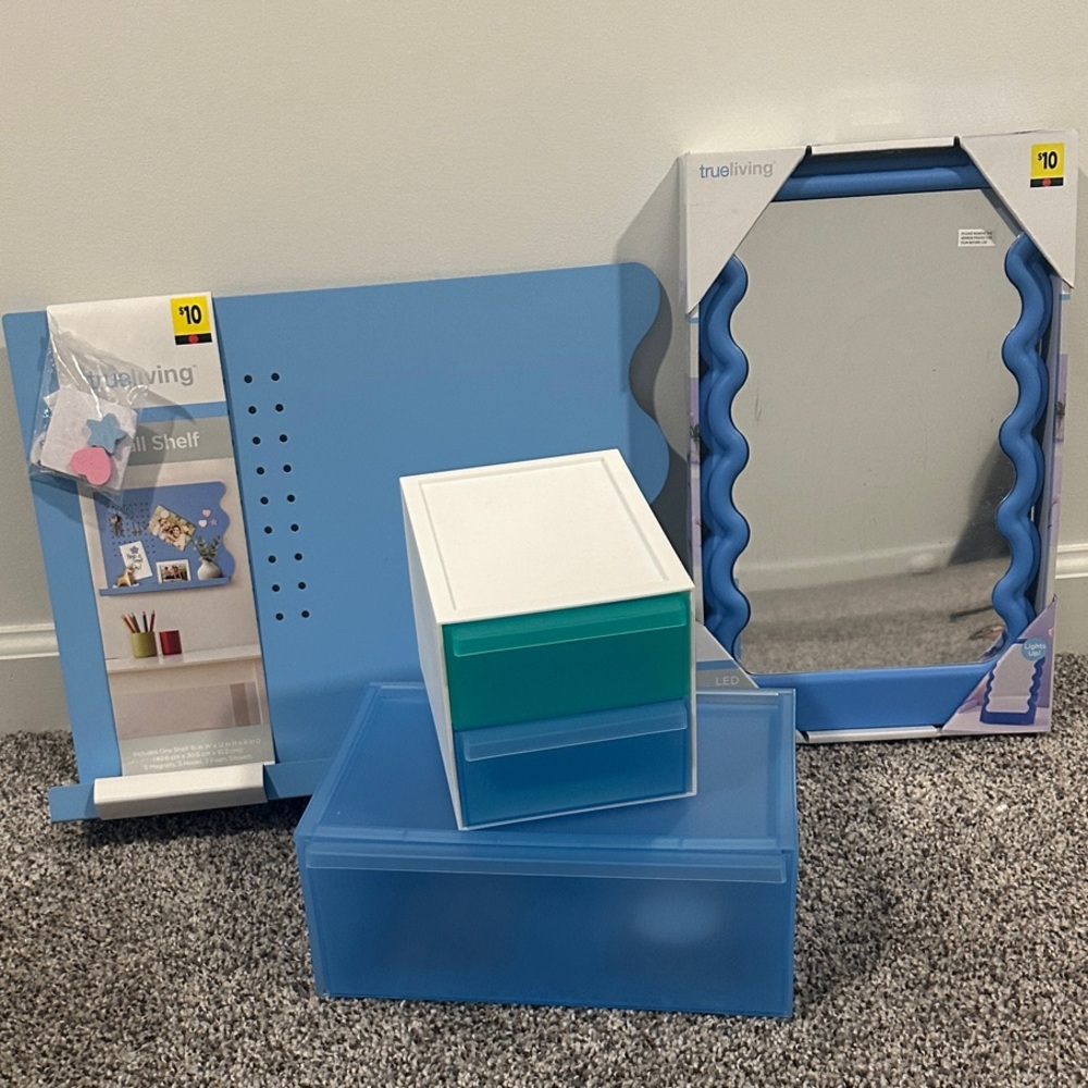 Blue Bedroom Decor and Storage Set